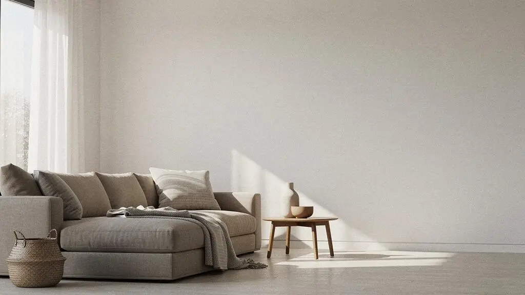 Sofá modular gris en un salón luminoso y minimalista, ejemplo de mueble flexible que se adapta a las etapas de la familia